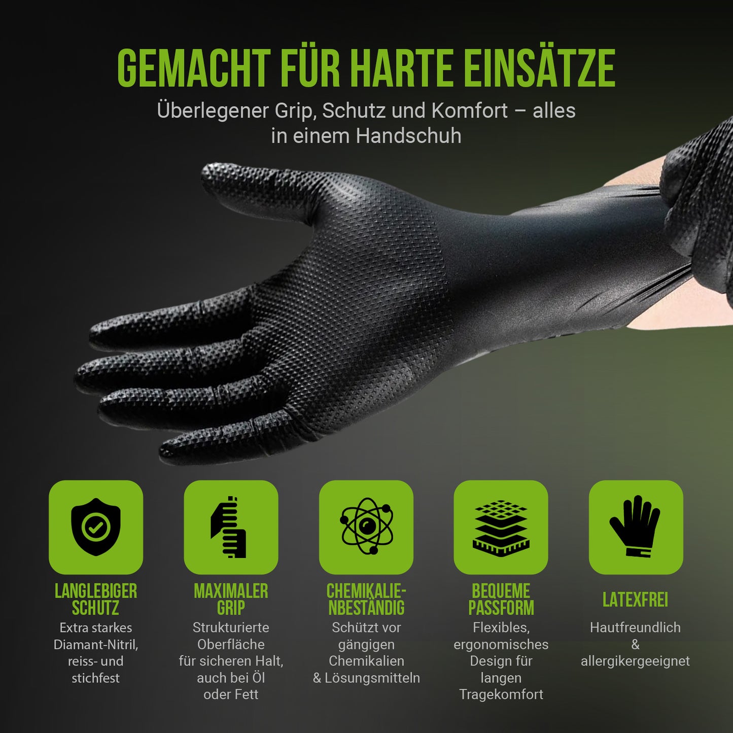 Dune Nitril Einweghandschuhe schwarz