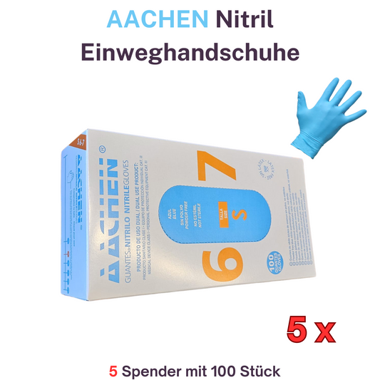 5 x  Aachen Nitril Einweghandschuhe 100 Stk.