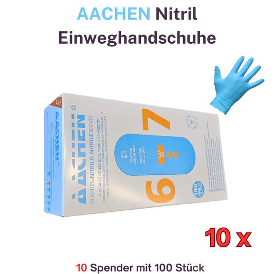 10 x  Aachen Nitril Einweghandschuhe 100 Stk.
