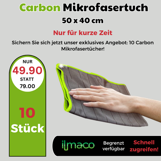 10 Stk. Carbon Mikrofasertuch in der Grösse 40 × 50 cm