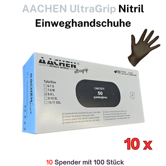 10 x Aachen UltraGrip Nitril Einweghandschuhe 50 Stk.