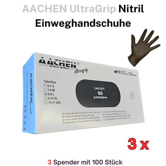 3 x Aachen UltraGrip Nitril Einweghandschuhe 50 Stk.